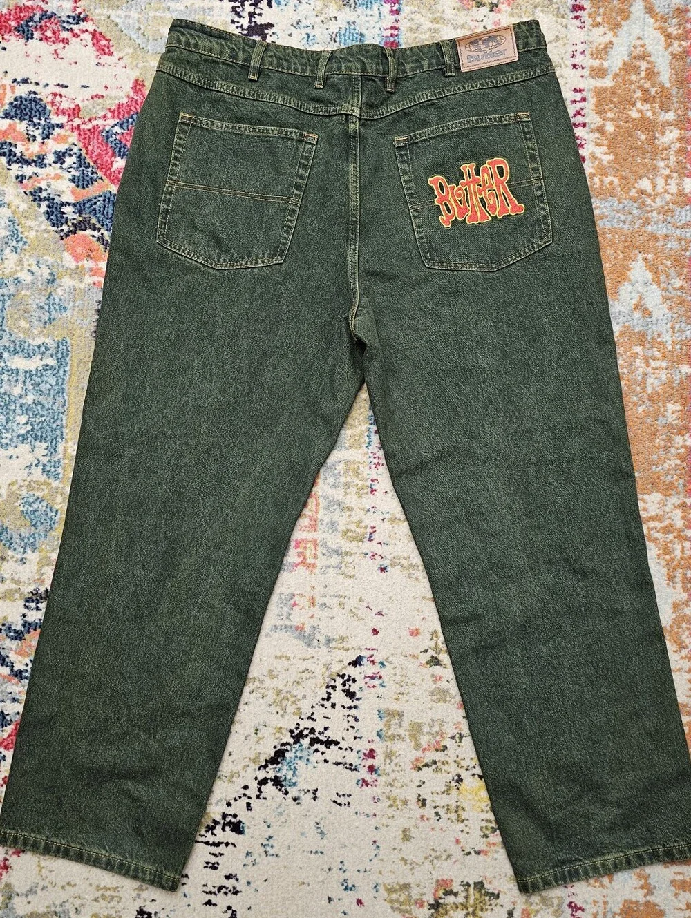 Butter Goods Tour Denim Jeans Men's 38 x 30 Relaxed Loose Fit Army Green Pants